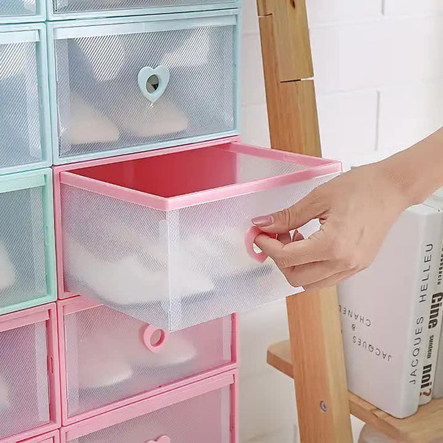 Stackable Transparent Shoe Storage Boxes with Heart-shaped Handles