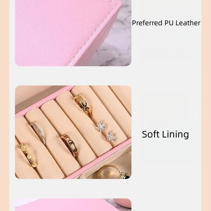 Luxury Jewelry Organizer Box - Elegant Multi-Compartment Storage Case (Pink)23*17*8.8cm