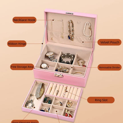 Luxury Jewelry Organizer Box - Elegant Multi-Compartment Storage Case (Green)23*17*8.8cm