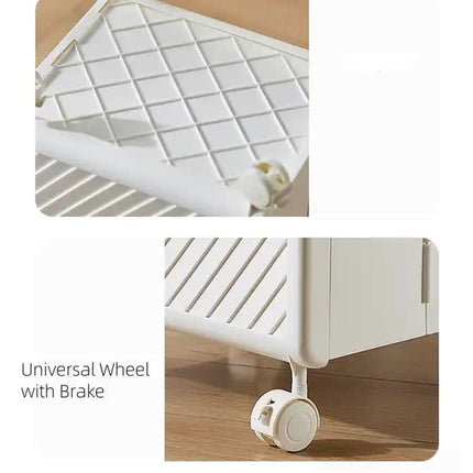 Foldable Laundry Basket with Wheels - Portable Rolling Hamper for Home Use 33*28*48cm White