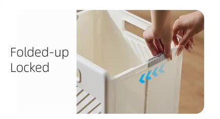 Foldable Laundry Basket with Wheels - Portable Rolling Hamper for Home Use 33*28*48cm White