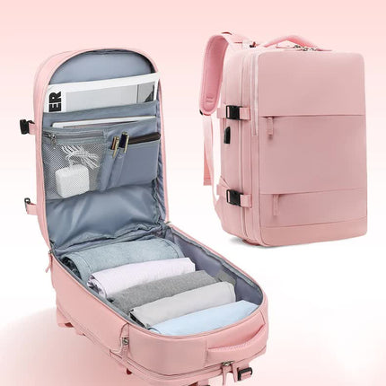 Multi-Compartment Travel Backpack with Shoe Storage and Wet-Dry Separation (Pink)31cm(L)*17cm(W)*42cm(H)