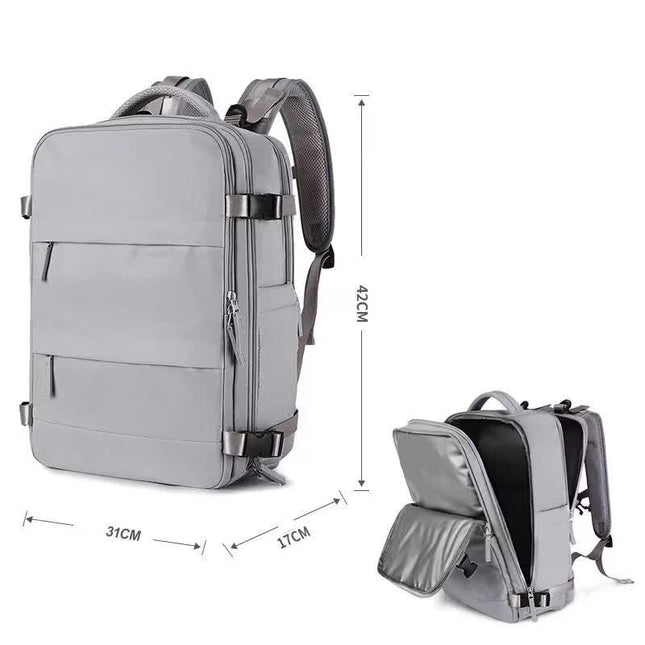 Multi-Compartment Travel Backpack with Shoe Storage and Wet-Dry Separation (Gray)31cm(L) 17cm(W) 42cm(H)