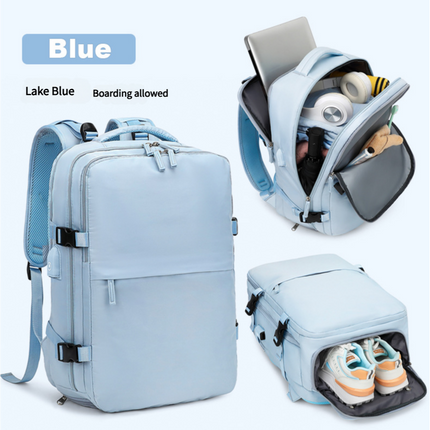 Water-Resistant Laptop Backpack with USB Charging Port and Wet-Dry Separation (Blue)