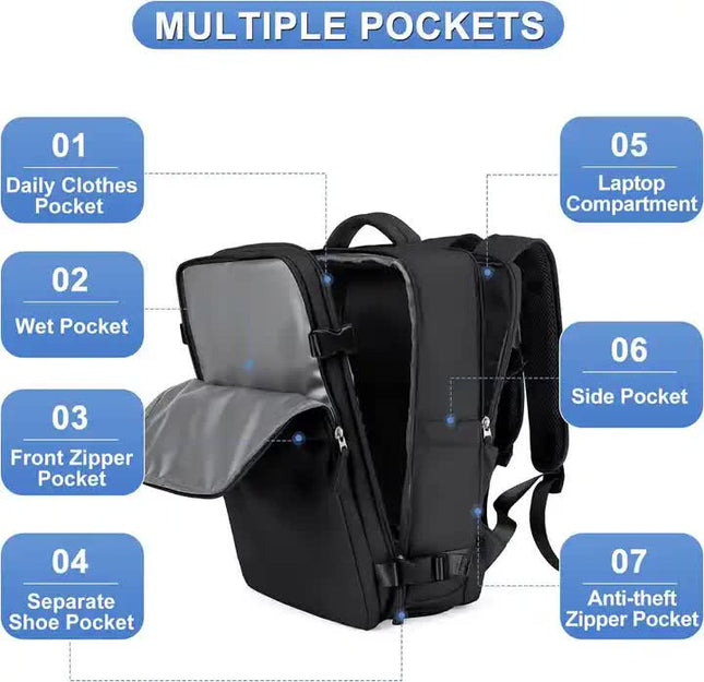 Water-Resistant Laptop Backpack with USB Charging Port and Wet-Dry Separation (Brown) – product detail