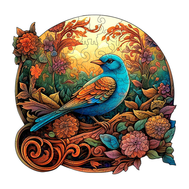 Colorful Bluebird Round Wooden Puzzle