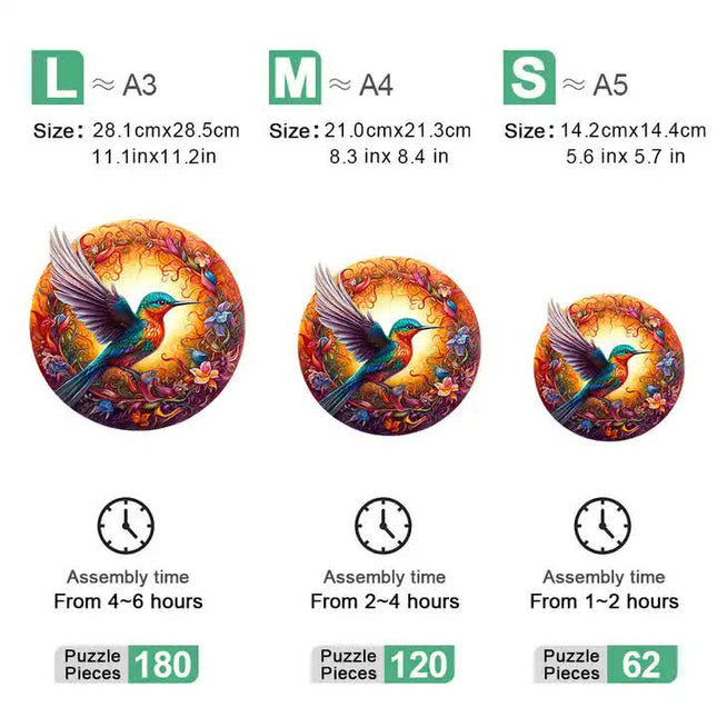 Colorful Bluebird Round Wooden Puzzle – product detail