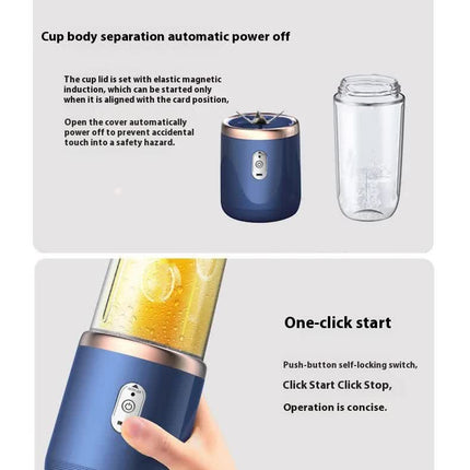 Portable High-Speed Blender with USB Rechargeable Battery - 2-in-1 Bottle and Cup Design, Compact and Powerful (pink)
