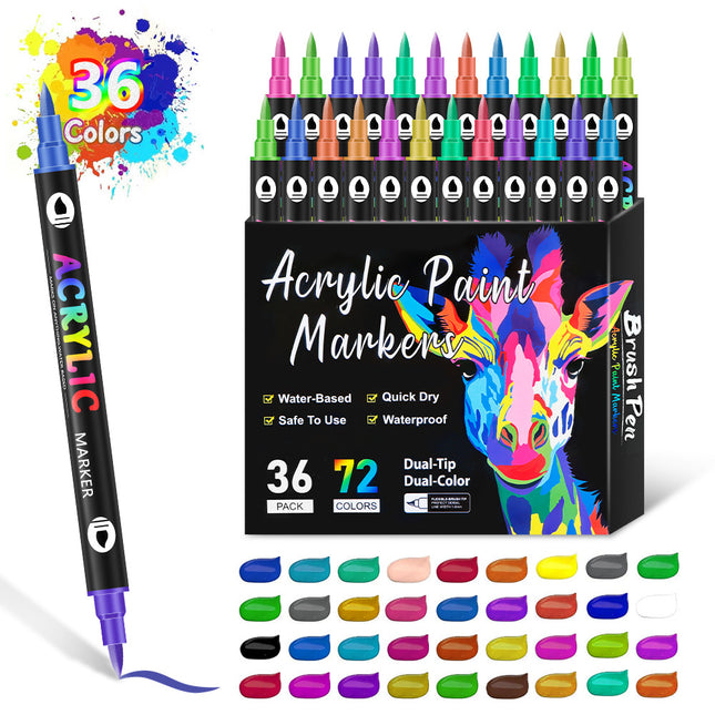 36-Pack Dual-Tip Acrylic Paint Markers