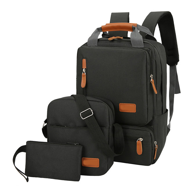 3-Piece Black Travel Backpack Set