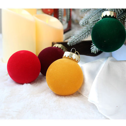 12-Piece Velvet Christmas Ornament Set - Classic Blue, Pink, and Yellow Baubles for Holiday Tree Decoration (6cm)