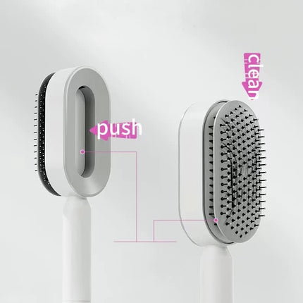 Self-Cleaning Hair Brush with One-Click Release | Massage Cushion Design, Anti-Frizz and Detangling Brush