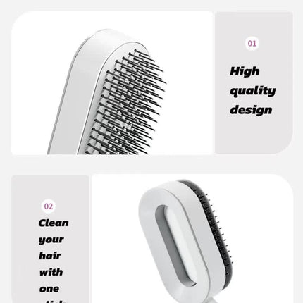 Self-Cleaning Hair Brush with One-Click Release | Massage Cushion Design, Anti-Frizz and Detangling Brush