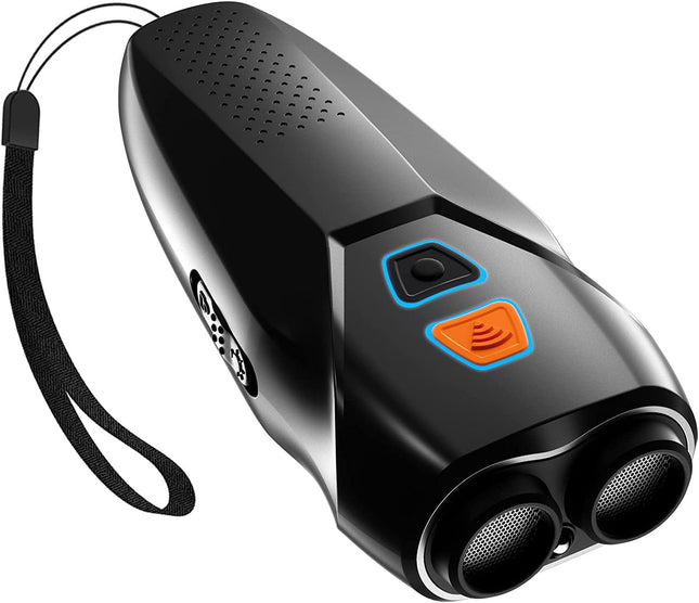 Black Handheld Ultrasonic Dog Trainer with Dual Mode Training & Deterrent Device with LED Light