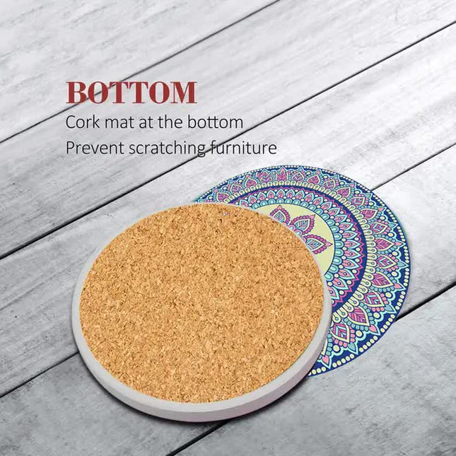 Set of 6 Mandala Ceramic Drink Coasters – product detail