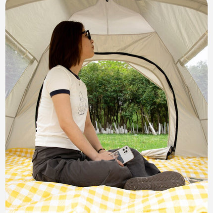 Dark Green 3-4 Person Lightweight Camping Tent (210*200*135cm) | UV Protection Silver Coated, Dual Doors & Windows