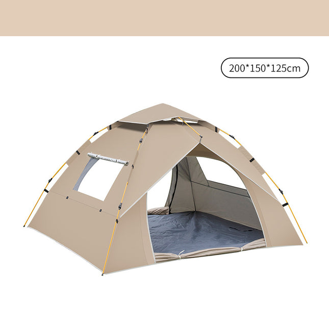 Khaki 2 Person Lightweight Camping Tent (200 150 125cm) UV Protection Silver Coated Dual Doors & Windows
