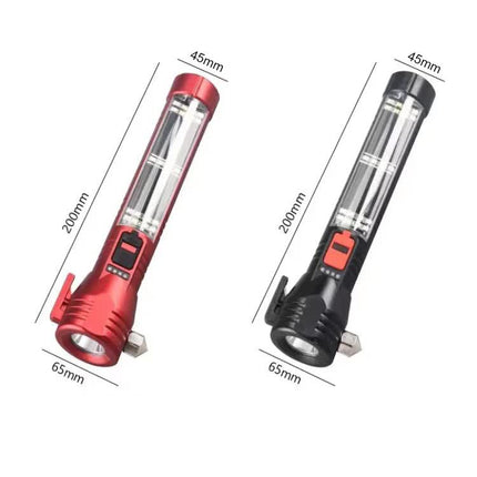 Multi-Functional Safety Flashlight– Rechargeable Waterproof Emergency Torch with USB Charging, High-Lumen for Outdoor and Survival Use (Red)