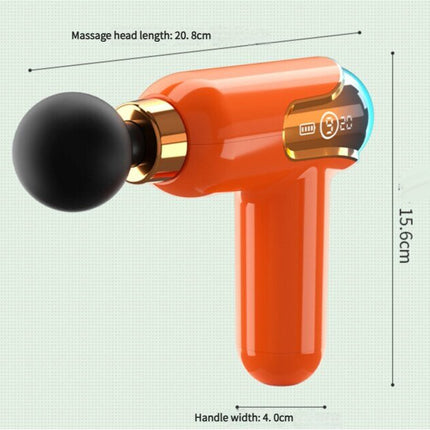 LC002 Orange Portable Massage Gun - Deep Tissue Muscle Massager with 4 Heads and 9 Speed Settings