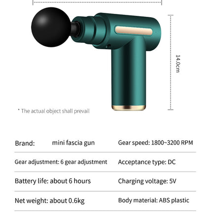 Compact Green Massage Gun - Deep Tissue Muscle Massager with 4 Interchangeable Heads