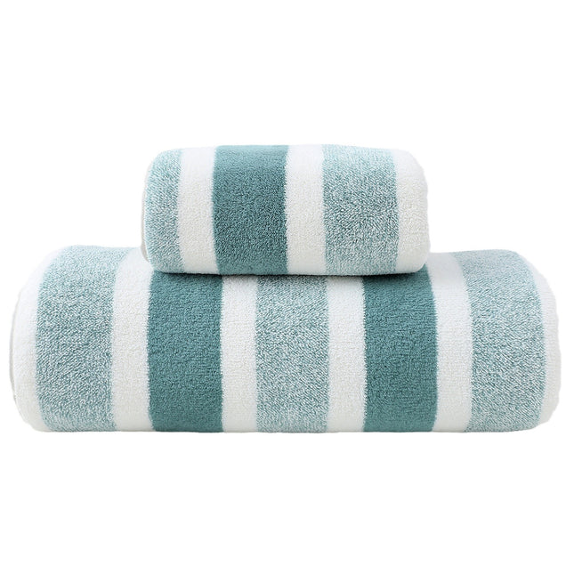 Luxury Cotton Green Wide Stripe Towel Set – product detail