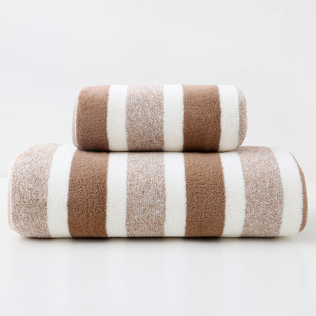 Luxury Cotton Brown Wide Stripe Towel Set – product detail