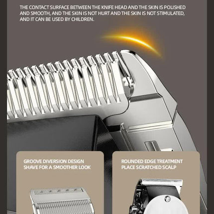 White Professional Cordless Hair Clipper with LED Display - Rechargeable Electric Hair Trimmer for Men