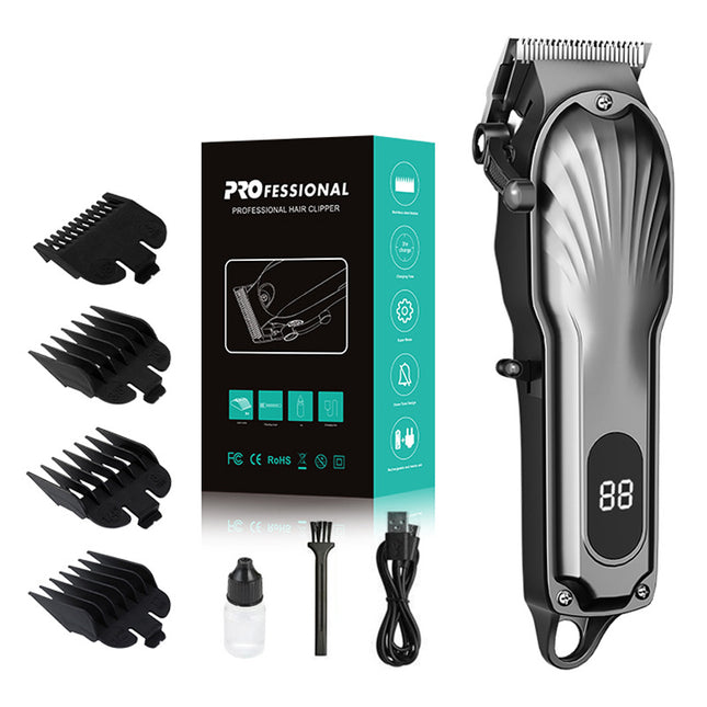 Gray Professional Cordless Hair Clipper with LED Display