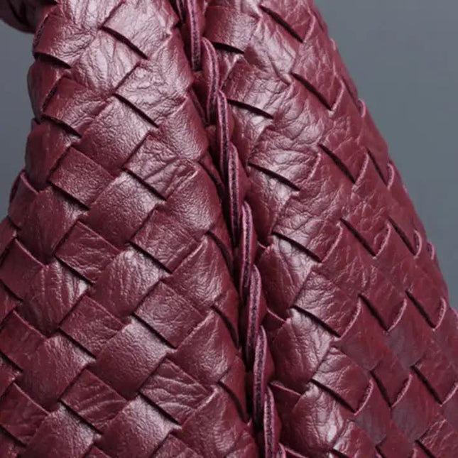 Dark Brown Elegant Woven PU Leather Hobo Bag – product detail