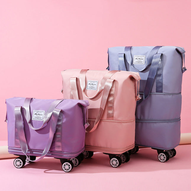 Dark Blue Large Capacity Foldable Travel Bags with Wheels – product detail