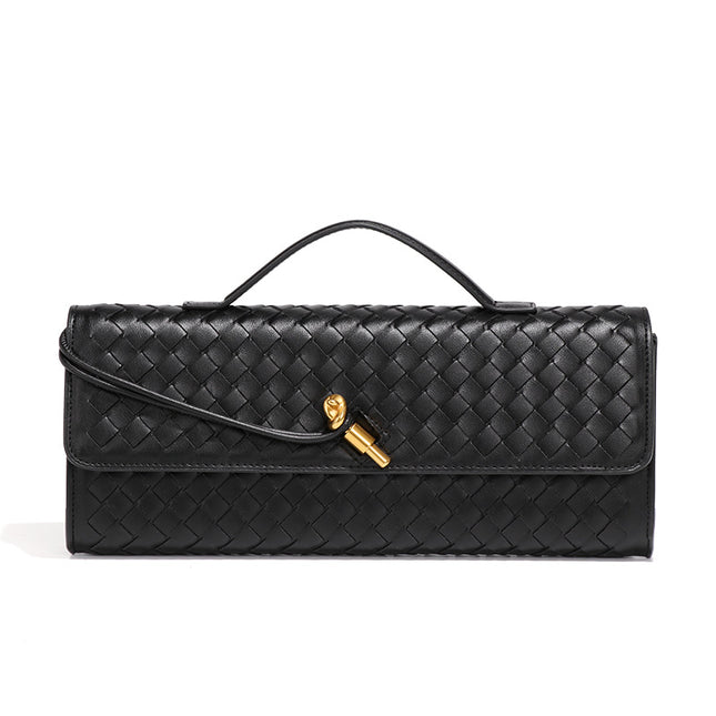 Black Luxury Woven PU Leather Clutch