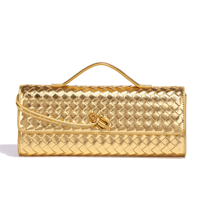 Gold Luxury Woven PU Leather Clutch