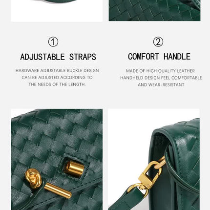 Beige Luxury Woven PU Leather Clutch - Elegant Women's Evening Baguette Bag with Adjustable Shoulder Strap