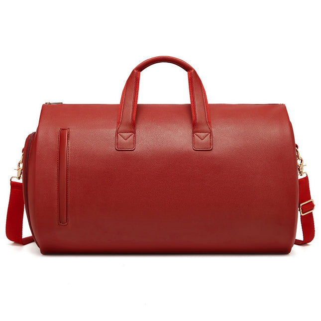 Red PU Leather Travel Duffel Bag