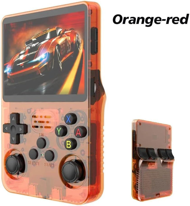 Orange-red Retro Portable Gaming Console with 128GB 2 Memory Card