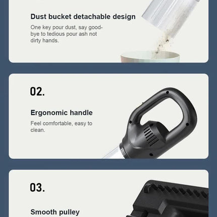 Green Portable Cordless Vacuum Cleaner - 120W, 10KPa Suction, 2000mAh Battery, Lightweight Design, with Soft Brush Attachment