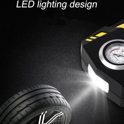 Portable 12V Tire Inflator with LED Light, 120W Air Compressor for Cars, Motorcycles, Bikes, and Inflatables