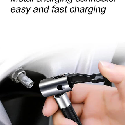 Portable 12V Digital Tire Inflator Air Compressor with LED Light - 120W, 300cm Power Cord, Multi-Purpose for Cars, Motorcycles, Bicycles, and Inflatables