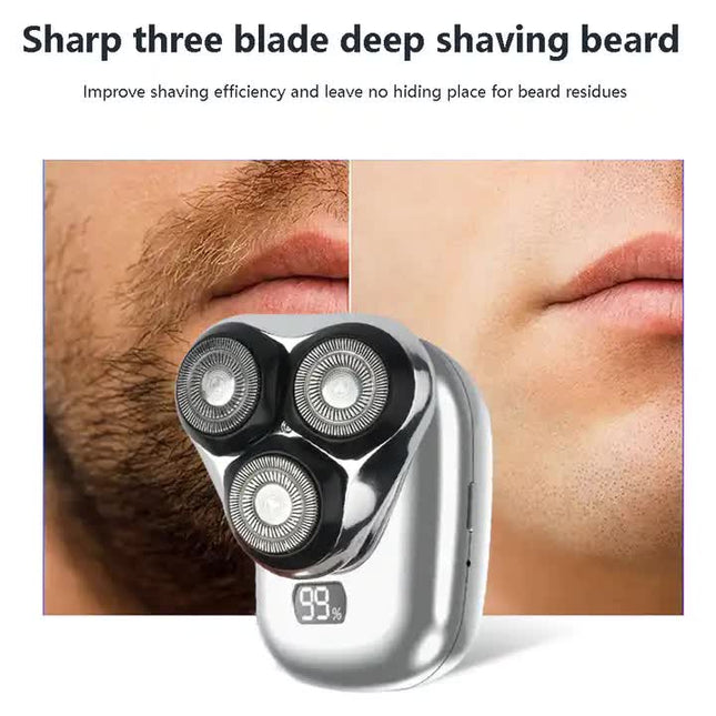 TS-099 Blue Rechargeable Electric Rotary Shaver for Men with LED Display USB Charging Cable and Cleaning – product detail