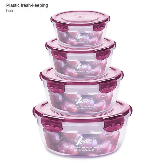 Purple Round Plastic Food Storage Containers Set
