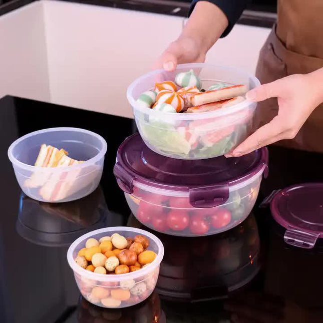 Purple Round Plastic Food Storage Containers Set – product detail
