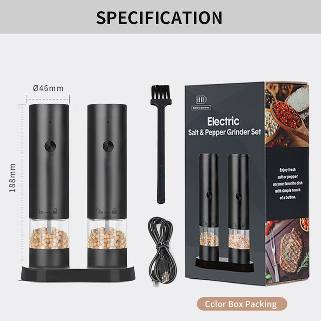 Rechargeable Electric Salt and Pepper Grinder Set (Includes Two Grinders)