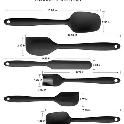 6-Piece Silicone Kitchen Utensil Set - Heat Resistant Baking Tools with Spatulas, Spoon, and Brush (Blue)(2 set/12PCS)