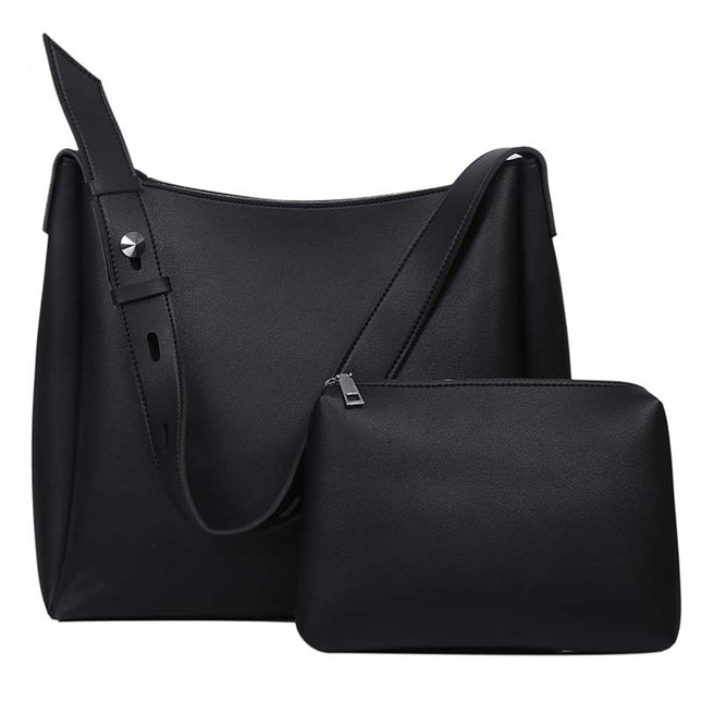 Black 2-Piece Women's Bucket Bag Set