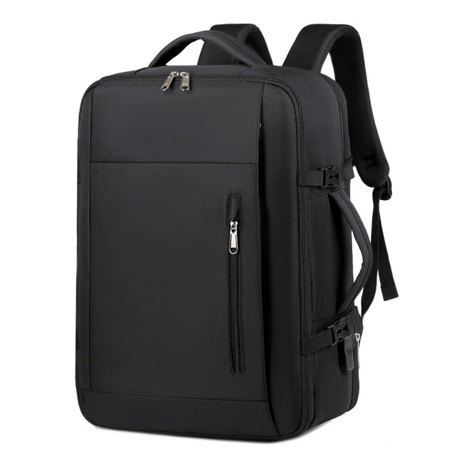 Black Expandable Backpack with USB Port