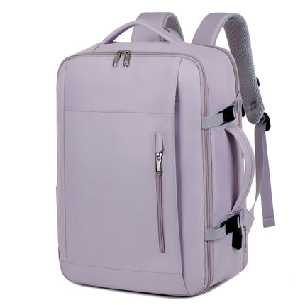 Purple Expandable Backpack with USB Port - Multi-Functional Outdoor, Commuter & Laptop Bag