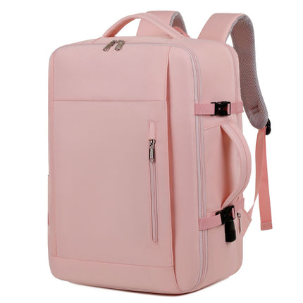Pink Expandable Backpack with USB Port - Multi-Functional Outdoor, Commuter & Laptop Bag