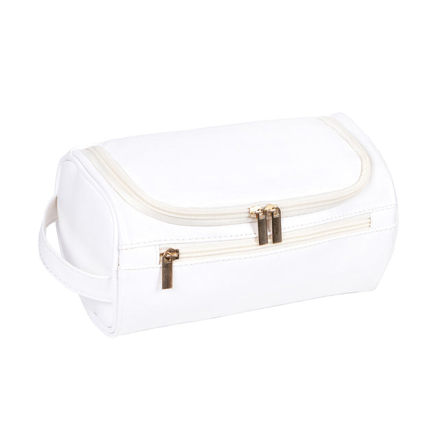 White Large Capacity PU Leather Travel Toiletry Bag