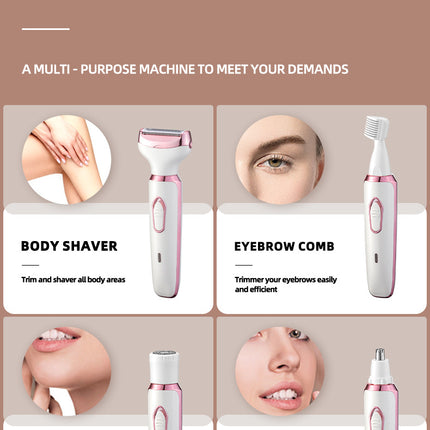 Women's 4-in-1 Electric Hair Removal Razor for Sensitive Areas - Underarm, Bikini Line & Body Grooming (3028 white)