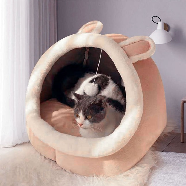Pink Half-Enclosed Cat Bed (28x28x30cm)